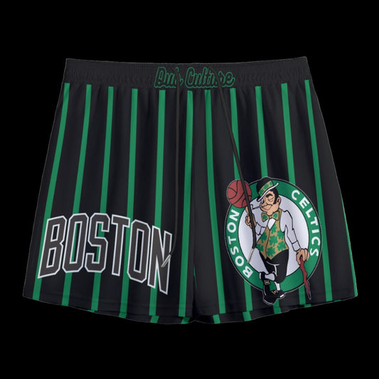 Celtics Black Pinstripe Mesh Shorts